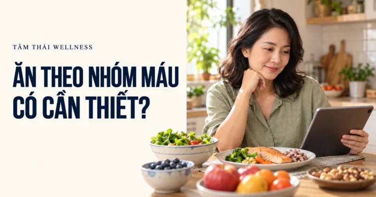 Người phụ nữ xem máy tính bảng cạnh bữa ăn – minh họa AI
