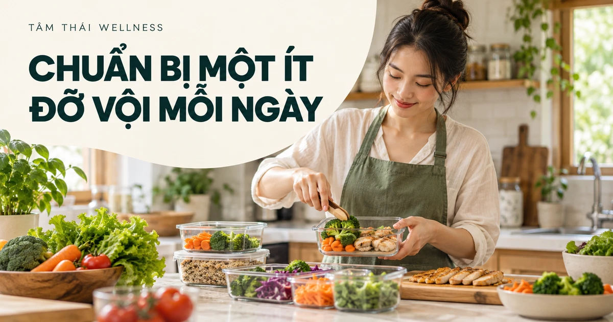 Người chuẩn bị nguyên liệu và hộp đựng trong bếp – minh họa AI