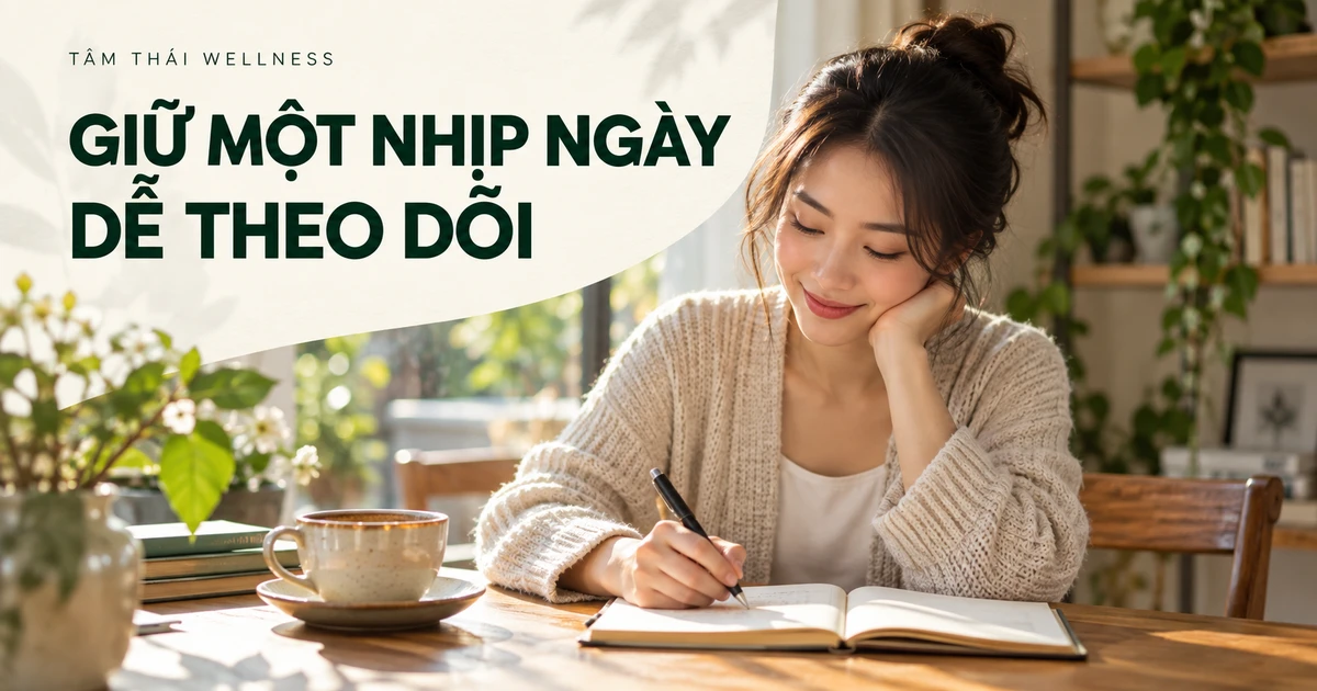 Người phụ nữ ghi chép ở bàn có ly cà phê – minh họa AI