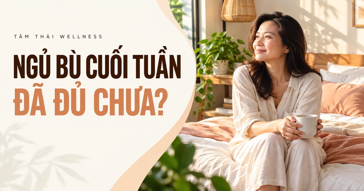 Người phụ nữ suy nghĩ về lịch ngủ trong phòng buổi sáng — minh họa AI