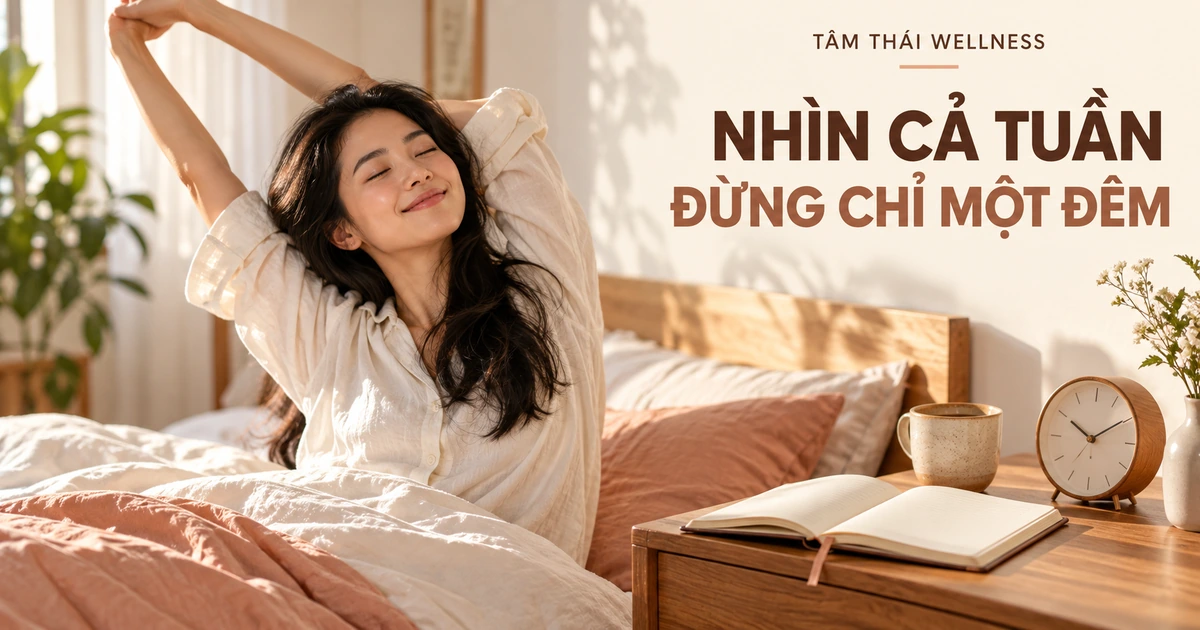 Người phụ nữ thức dậy bên sổ ghi chép và đồng hồ — minh họa AI