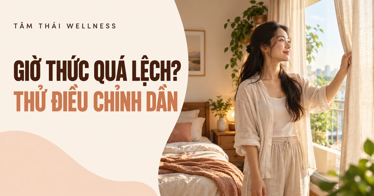 Người phụ nữ mở rèm cửa đón ánh sáng buổi sáng — minh họa AI