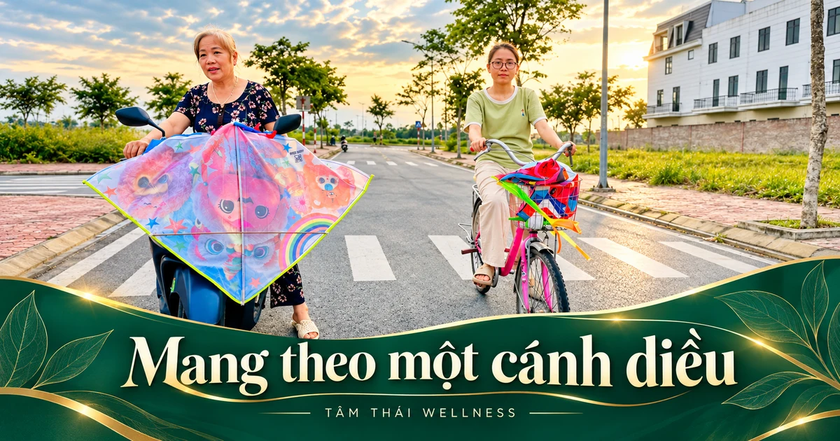 Hai người lớn cùng những cánh diều bên xe trong một khoảnh khắc khác.