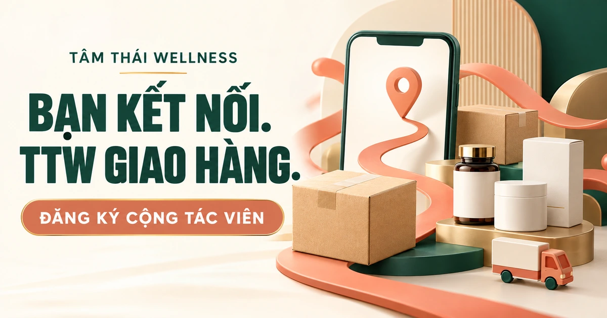 Minh họa điện thoại và kiện hàng cho cách cộng tác CTV kết nối, TTW giao hàng