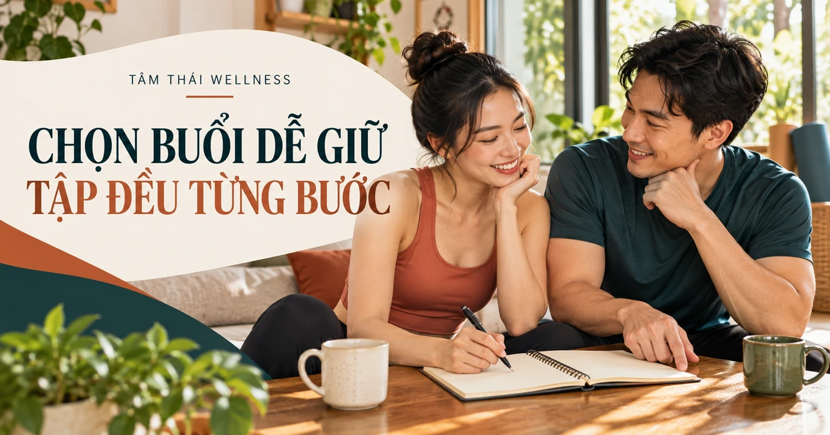 Hai người cùng lên kế hoạch tập tại nhà — minh họa AI