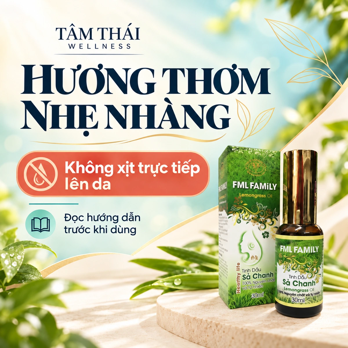 Ảnh nhắc không xịt tinh dầu trực tiếp lên da và đọc hướng dẫn trước khi dùng